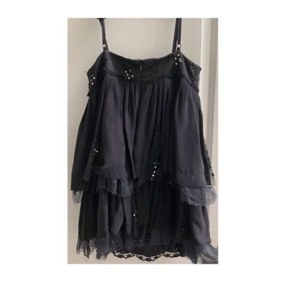 Alice and Olivia Black Mini Dress w lace and beads - Picture 8 of 10
